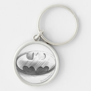 Batman Symbol Insignia Teckning Logotyp Rund Silverfärgad Nyckelring