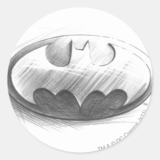 Batman Symbol | Insignia Teckning Logotyp Runt Klistermärke (Framsida)