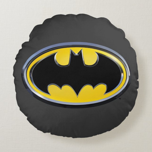 Batman Symbol | Klassisk Logotyp Rund Kudde (Framsidan)