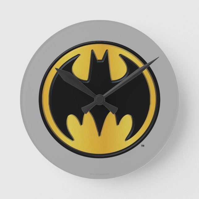 Batman Symbol | Klassisk rundad Logotyp Rund Klocka (Framsida)