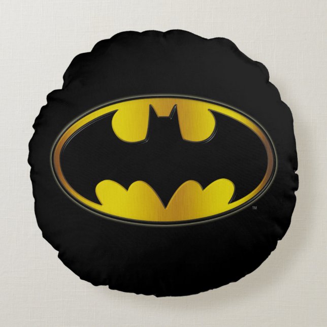 Batman Symbol | Logotyp för ovalövertoning Rund Kudde (Framsidan)