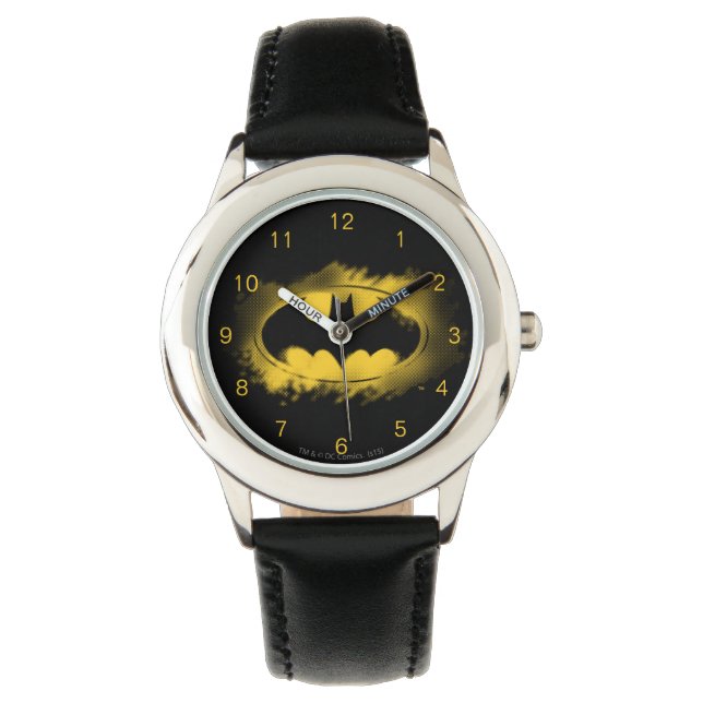 Batman Symbol | Logotyp för svart och Gult Armbandsur (Framsida)