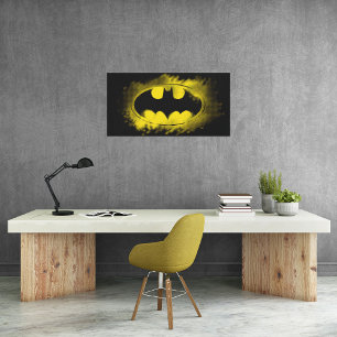 Batman Symbol   Logotyp för svart och Gult Canvastryck