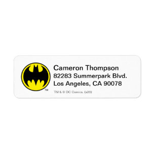 Batman Symbol   Logotyp i Fladdermus-cirkeln Returadress Etikett