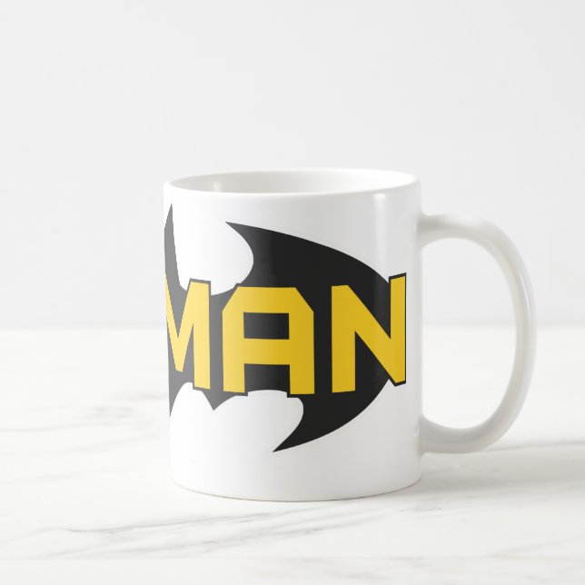 Batman Symbol | Namn Gult och svart Logotyp Kaffemugg (Höger)