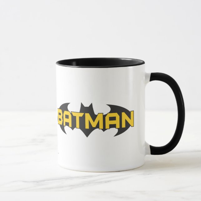 Batman Symbol | Namn Gult och svart Logotyp Mugg (Höger)