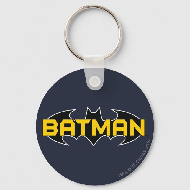 Batman Symbol | Namn Gult och svart Logotyp Nyckelring (Framsida)
