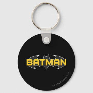 Batman Symbol Namn Gult och svart Logotyp Nyckelring
