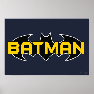 Batman Symbol Namn Gult och svart Logotyp Poster