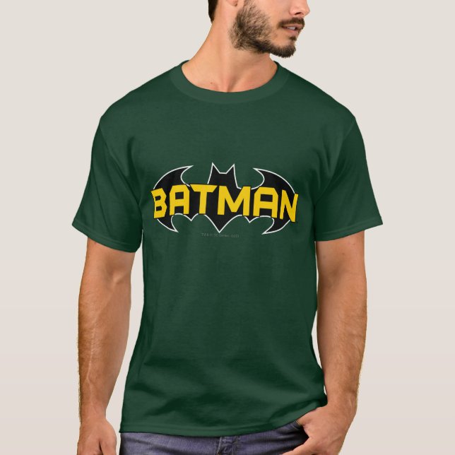 Batman Symbol | Namn Gult och svart Logotyp T-shirt (Framsida)
