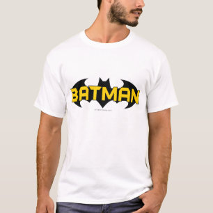 Batman Symbol Namn Gult och svart Logotyp Tee Shirt