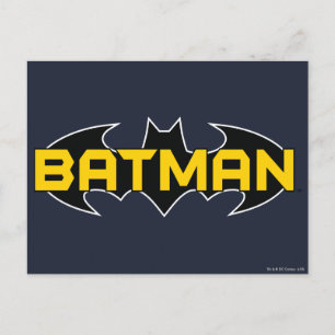 Batman Symbol Namn Gult och svart Logotyp Vykort