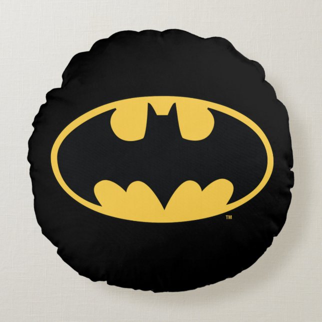 Batman Symbol | Oval-Logotyp Rund Kudde (Framsidan)
