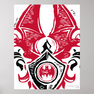 Batman Symbol Red Black Fladdermus Frimärke Vape Poster