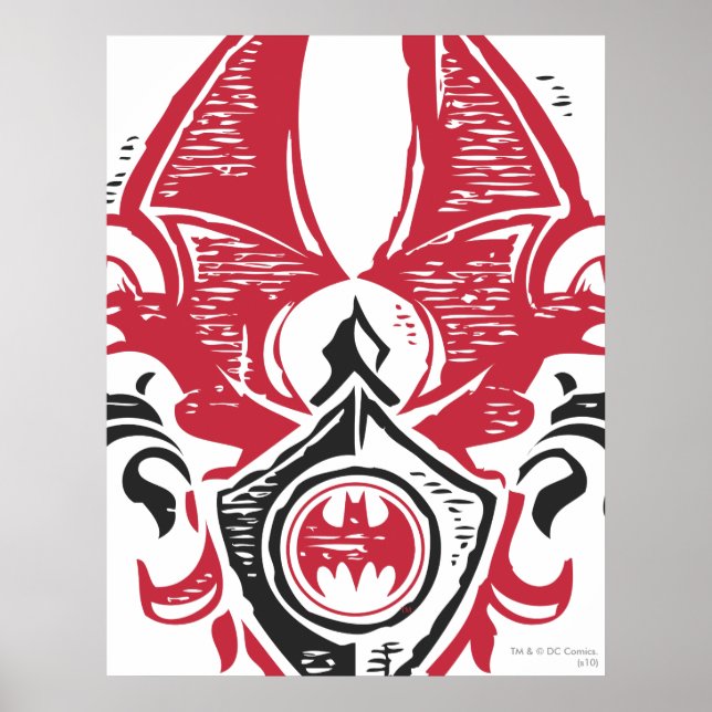 Batman Symbol | Red Black Fladdermus Frimärke Vape Poster (Framsidan)