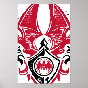 Batman Symbol Red Black Fladdermus Frimärke Vape Poster