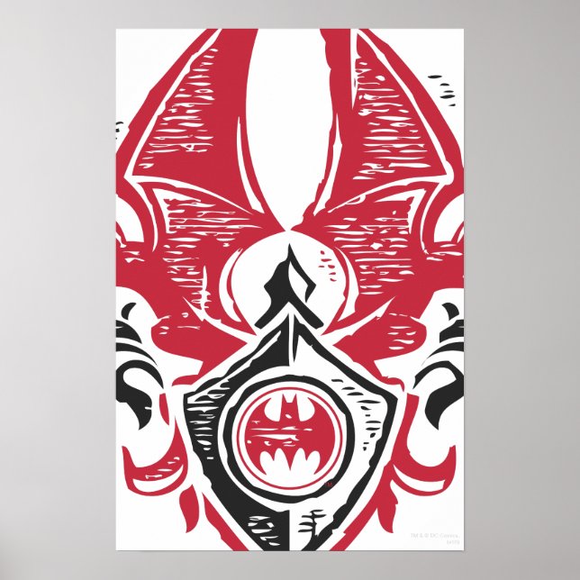 Batman Symbol | Red Black Fladdermus Frimärke Vape Poster (Framsidan)