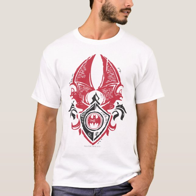 Batman Symbol | Red Black Fladdermus Frimärke Vape Tee (Framsida)