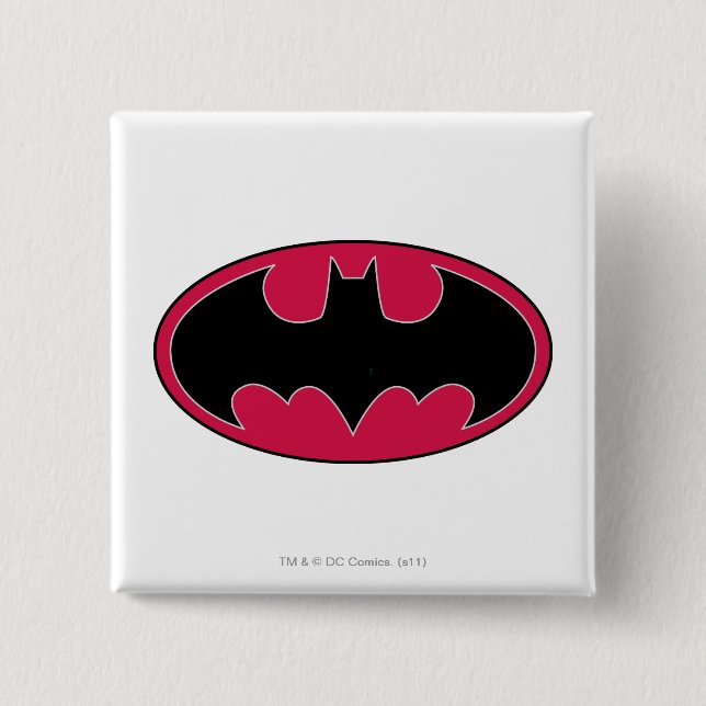 Batman Symbol | Red Black Logo Knapp (Framsida)