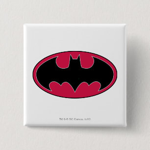 Batman Symbol   Red Black Logo Knapp