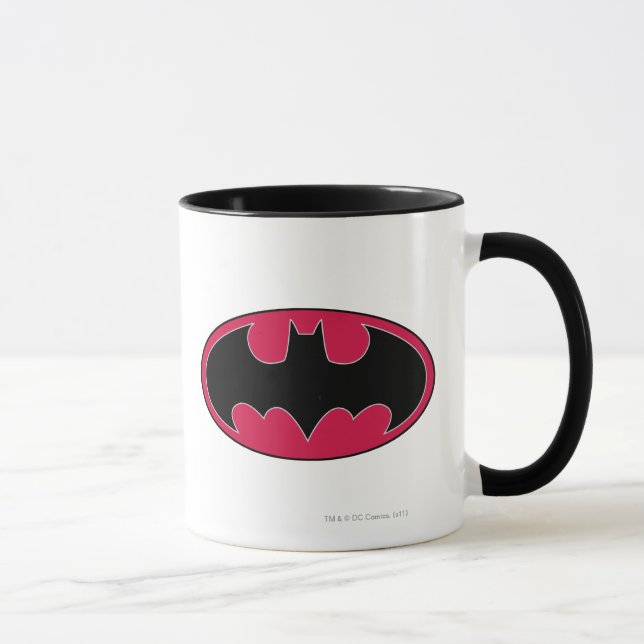 Batman Symbol | Röd svart Logotyp Mugg (Höger)
