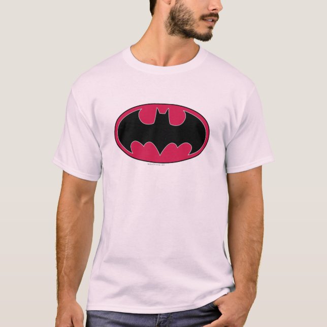 Batman Symbol | Röd svart Logotyp T-shirt (Framsida)