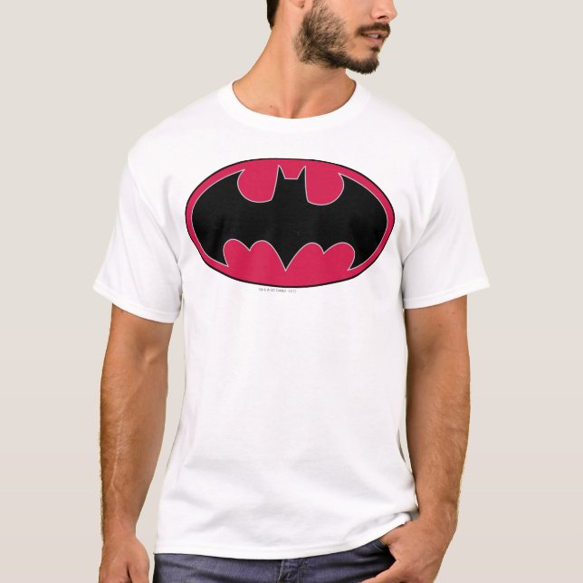 Batman Symbol | Röd svart Logotyp T-shirt (Framsida)