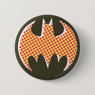 Batman Symbol Rött halvtonsraster Logotyp Knapp