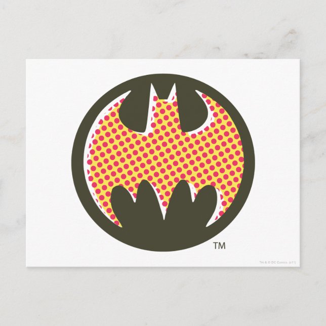 Batman Symbol | Rött halvtonsraster Logotyp Vykort (Framsida)