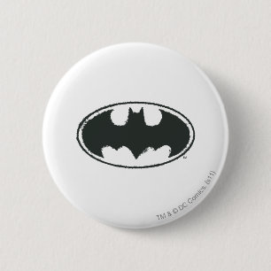 Batman Symbol Spreja vit Logotyp Knapp