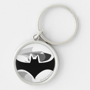 Batman Symbol Svart skugga, Logotyp Rund Silverfärgad Nyckelring