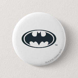 Batman Symbol Svartvit Logotyp Knapp