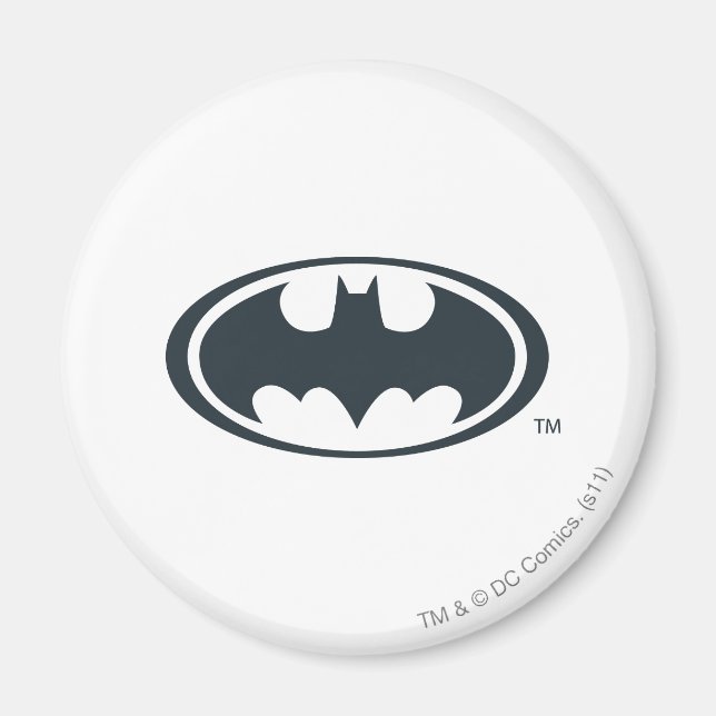 Batman Symbol | Svartvit Logotyp Magnet (Framsidan)