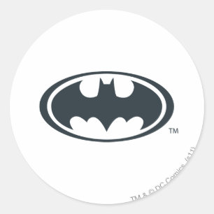 Batman Symbol Svartvit Logotyp Runt Klistermärke