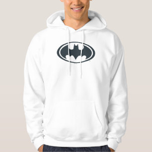 Batman Symbol   Svartvit Logotyp Sweatshirt Med Luva
