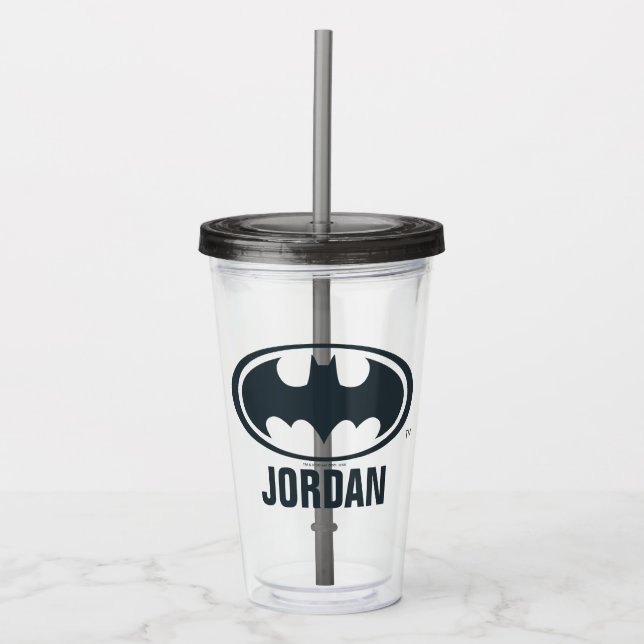 Batman Symbol | Svartvit Logotyp Take Away Mugg (Framsida)