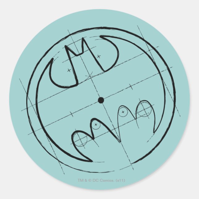 Batman Symbol | Teknisk Logotyp Runt Klistermärke (Framsida)