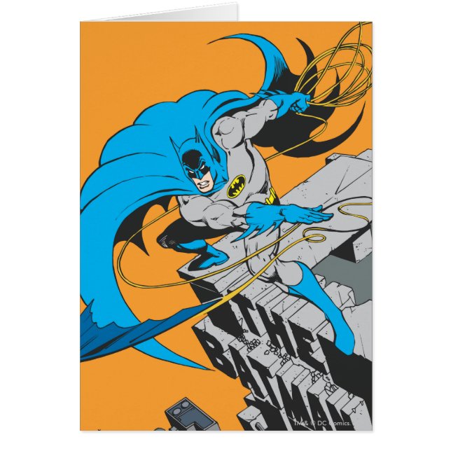 Batman Throws Batarang på Rooftop Hälsningskort (Framsidan)