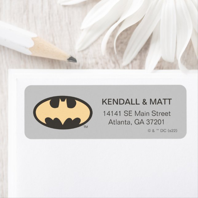 Batman Toppen Hero Baby Shower Returadress Etikett (Insitu)