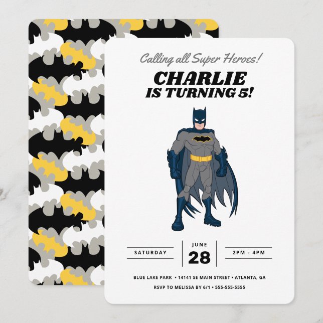 Batman Toppen Hero Birthday-inbjudan Inbjudningar (Fram/baksida)
