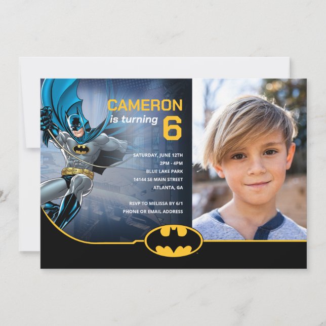 Batman Toppen Hero Birthday - Photo Inbjudningar (Framsida)