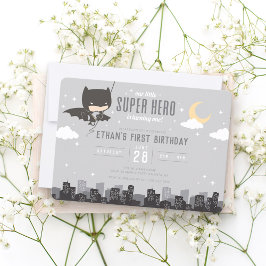 Batman Toppen Hero First Birthday Inbjudningar