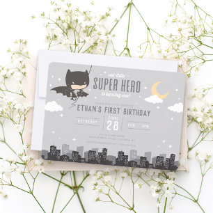 Batman Toppen Hero First Birthday Inbjudningar