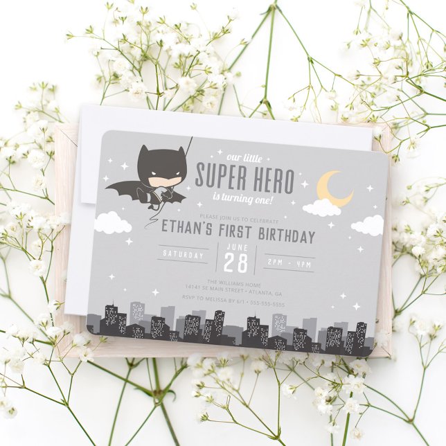 Batman Toppen Hero First Birthday Inbjudningar (Skapare uppladdad)