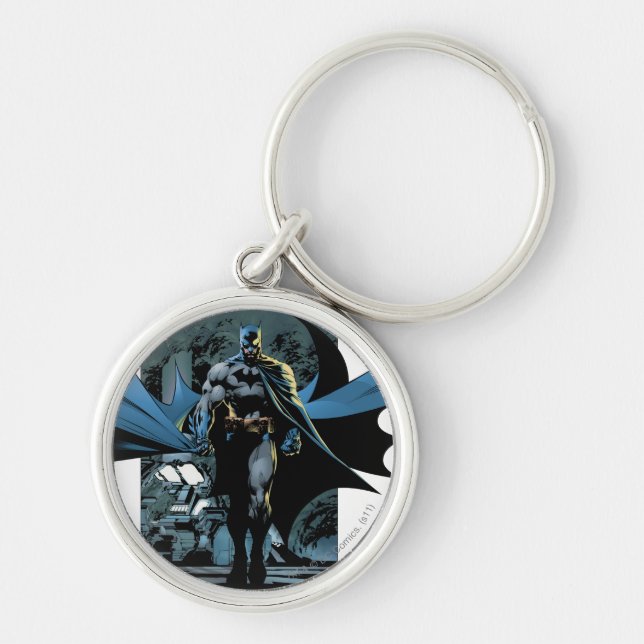 Batman Urban Legends - 1 Rund Silverfärgad Nyckelring (Framsidan)