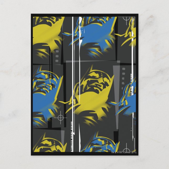 Batman Urban Legends - Mask Grid Mönster Blue/Yell Vykort (Framsida)
