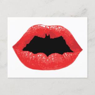 Batman Valentine Fladdermus Läppar Helg Vykort