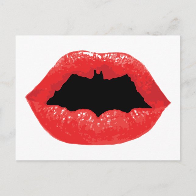 Batman Valentine| Fladdermus Läppar Helg Vykort (Framsida)