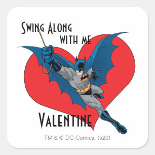 Batman Valentine Sväng tillsammans med mig Fyrkantigt Klistermärke