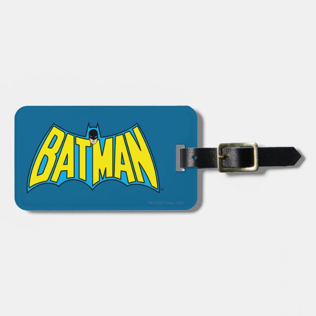 Batman | Vintage Gult blå Logotyp Bagagebricka (Horisontell Framsida)